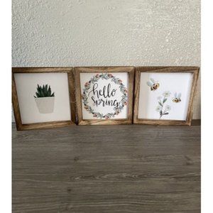Home Decor Signs 36 Interchangeable Sayings with 3 wooden Frames